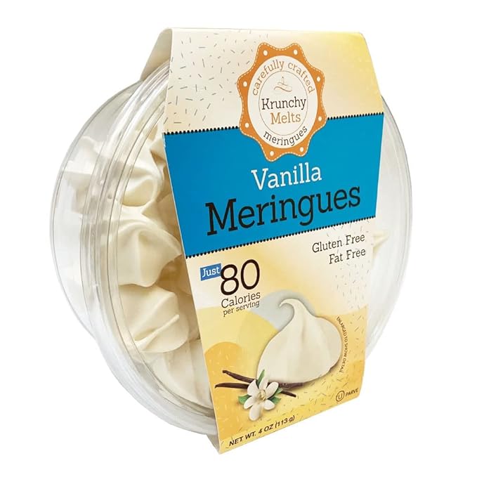 4 Pack Krunchy Melts Original Meringue Cookies | Vanilla Flavor 4-Pack | Only 80 Calories Per Serving | Fat Free, Gluten Free, Dairy Free (4 Oz)
