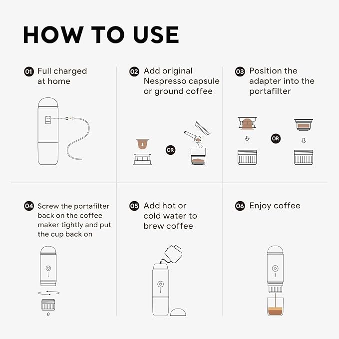 Fast self-heating Portable Electric Espresso Coffee Maker, 2 IN 1 Extraction Espresso Machine, Support Ground Coffee and NS capsule, for Travel,Car,Hiking,Climbing（Green） Rich Crema