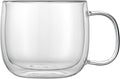 Restaurantware-Forma Professional 16.9 Ounce Double Wall Coffee Mugs, 12 Insulated Coffee Mugs With Handle - Dishwashable, Reusable, Clear Glass Beverage Cups, Freezable, For Hot Or Cold Beverages