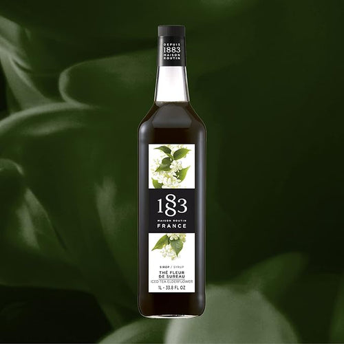 1883 Iced Tea Elderflower Syrup for Drinks, Made in France, 1 Liter Glass Bottle