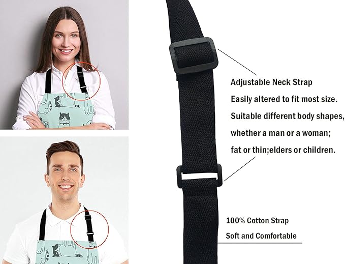 Funny Cat Adjustable Bib Apron, I Work Hard So My Cat Can Have A Better Life Cooking Kitchen Apron for Men Women