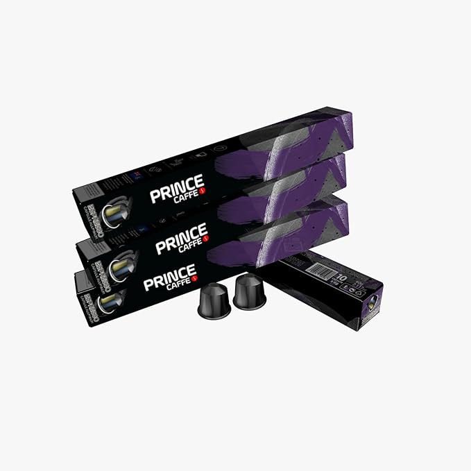 Prince Caffe Espresso Pods – Intensity 7, Medium-Dark Roast, The Espresso Coffee Pods Are Compatible with Nespresso Original Line Machines, 30 Count (3 x 10 Capsules) Premium Quality Coffee Capsules.