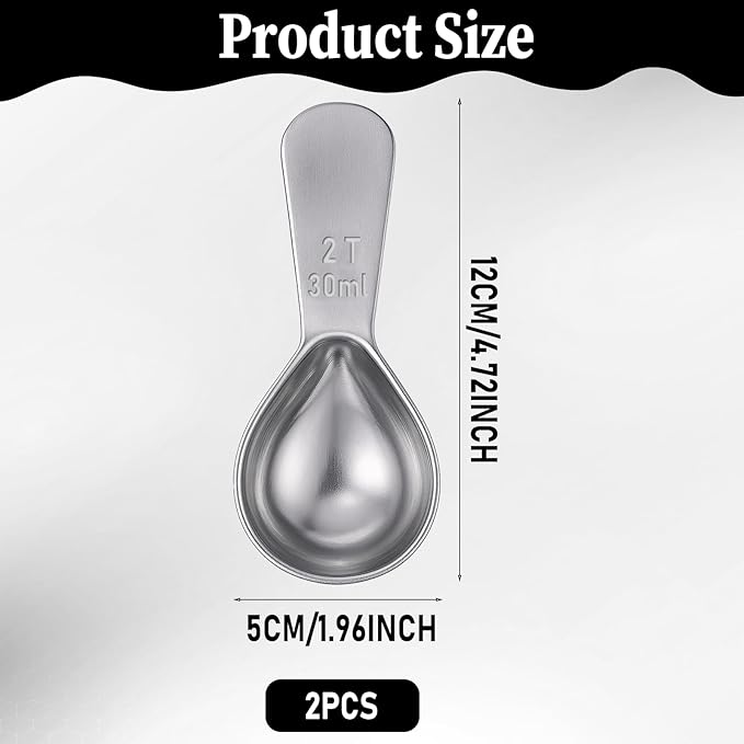 2 Pcs 2 Tbsp Scoop, Stainless Steel 2 Tablespoon Capacity, 30ml Short-Handled Coffee Scoop for Ground Coffees Fits Inside Canisters