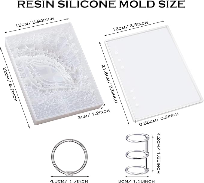 Note Book Cover Resin Molds, 2 Style A5 Note Book Cover, Resin Notebook Molds, Epoxy Resin Molds Silicone Casting with Book Rings for Notebook Epoxy Resin DIY