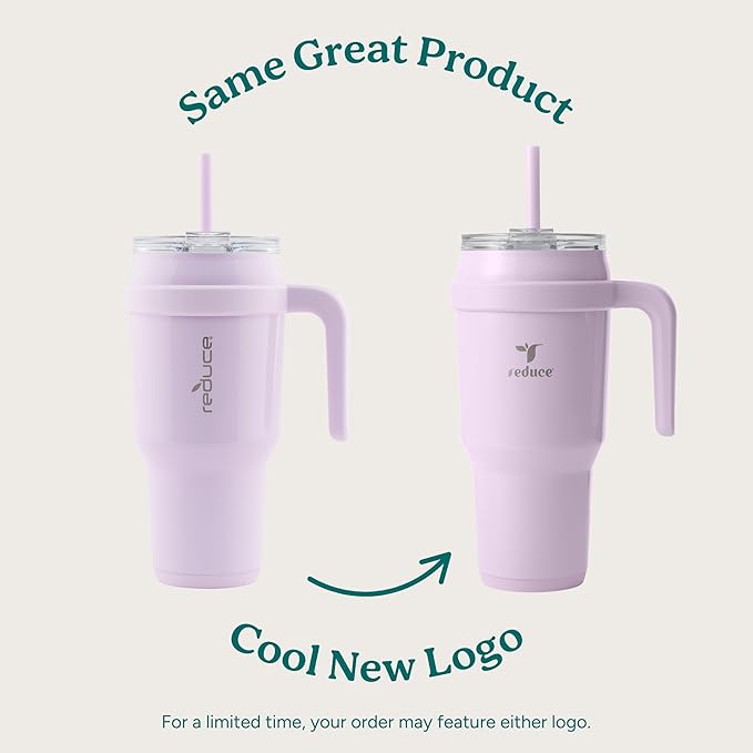 Reduce 40 oz Stainless Steel Tumbler with Handle - Dual-Wall Vacuum Insulated Travel Mug, Sweat-Proof Lid & Reusable Straw - Keeps Drinks Cold for 24 Hrs, Fits Cupholders, Dishwasher Safe -Pina Colada