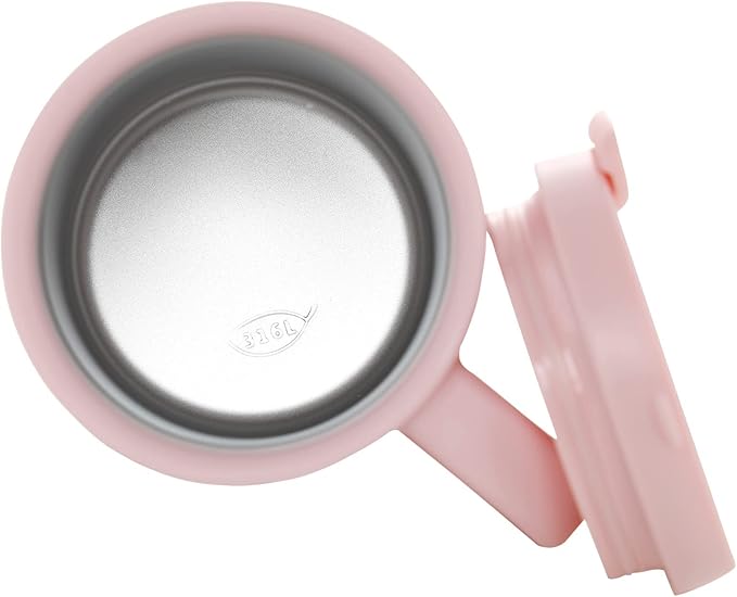 Stainless Steel Coffee Mug with Lid and Handle, Double Wall Vacuum Insulated Cup, 16oz, Pink