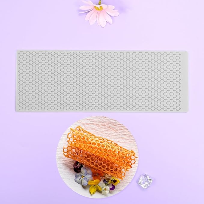 mostsom 3D Hollow Out Lace Mold Honey Shape Cake Mold Decorative Lace Mat Sugar Craft Silicone Pad Honeycomb Fondant Moulds Decorating Tools Baking (B_ Honeycomb)