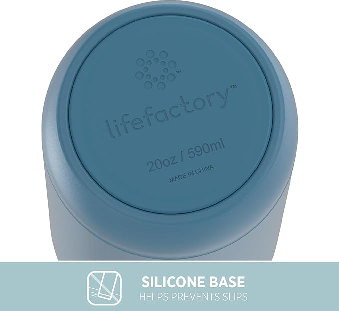 Lifefactory 20-Ounce Stainless Steel Vacuum-Insulated Sport Bottle, Dark Denim