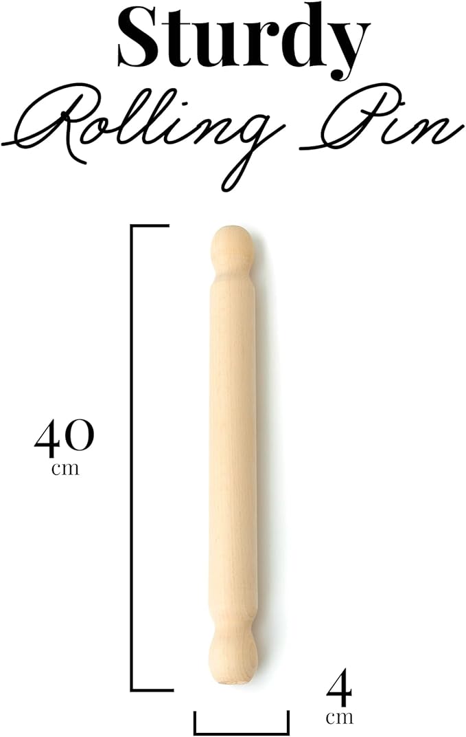 Tuuli Kitchen – French Wooden Rolling Pin, Baking Roller for Rolling Out Pizza, Pasta, Puff and Other Doughs, 40 x 4 cm