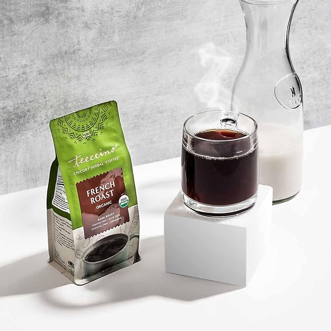 Teeccino French Roast Chicory Coffee Alternative, 5 Lb Bag - Ground Herbal Coffee That’s Prebiotic, Caffeine-Free & Acid Free, Dark Roast, 5 lb