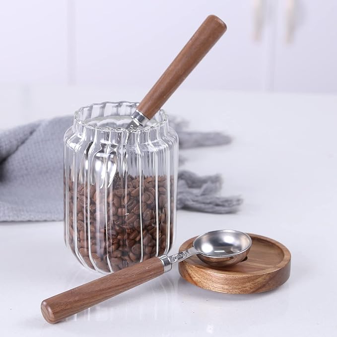 KKC HOME ACCENTS Wooden Handle Coffee Scoops - 1 Tablespoon, Coffee Bean & Tea Measuring Spoon, 2 Pcs, 6.7" Length
