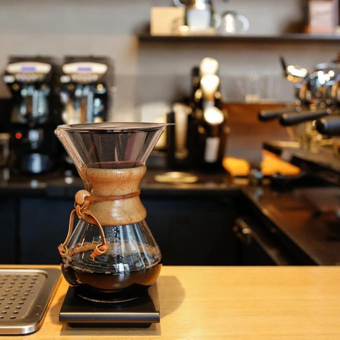 AGOGO Pour Over Coffee Maker Glass - 6/8/10 Cup Barista Kit with 304 Stainless Filter for Home, Office, Camping, Cafes - Easy Clean Coffee Dripper Set (Rag&Brush Included) (8 Cup/28 oz)