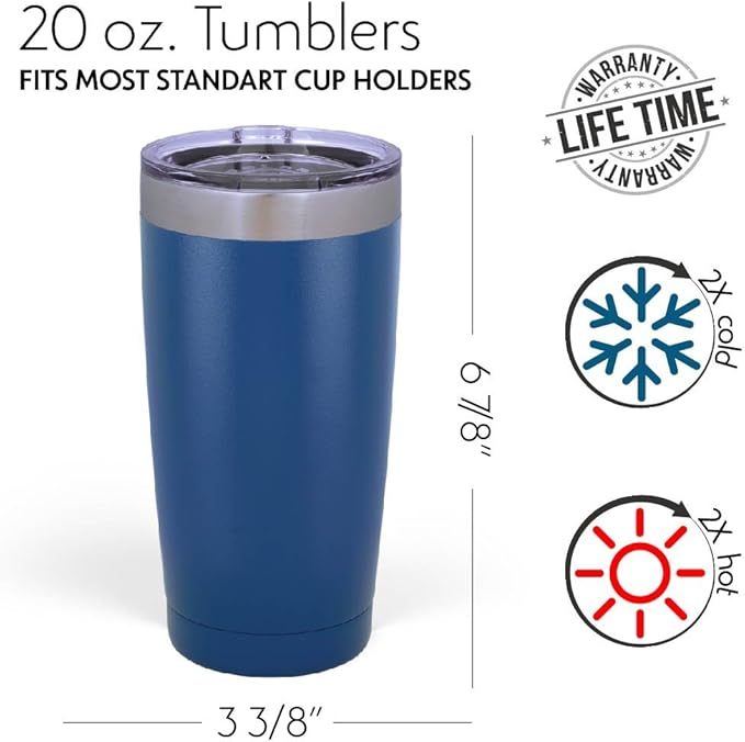 Personalized Tumbler with Engraved Name - 12 Designs, 20 Oz Coffee Tumbler with Slider Lid, Sky Blue, Double Wall Insulated - Custom Gifts for Women