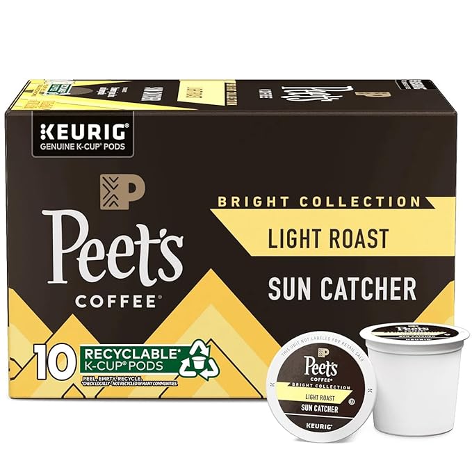 Peet's Coffee, Light Roast K-Cup Coffee Pods for Keurig Coffee Machines - Sun Catcher, 10 Count (1 Box of 10 K Cups)