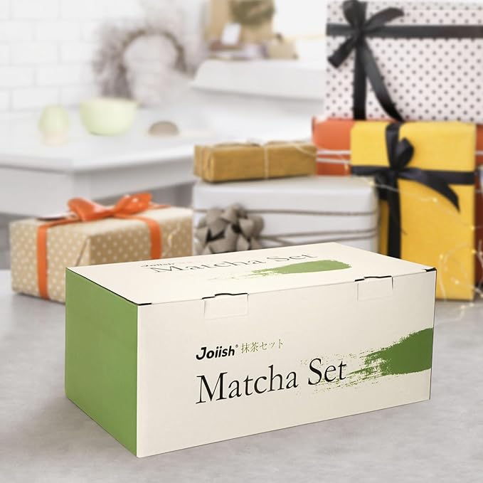 Matcha Tea Kit 10-Pcs Set, Whisk and Bowl with Spout & Measuring Spoon, Japanese Tea Making Tools, White