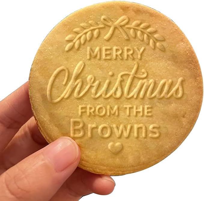 2025 Personalized Christmas Cookie Stamp Unique 3D Embossed Design Fun Tool for Baking Art (C)
