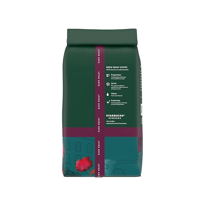 Starbucks Ground Coffee, Dark Roast Coffee, Caffè Verona, 100% Arabica, 6 bags (18 oz each)