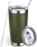 20oz Tumbler Bulk with Lid and Straw, Stainless Steel Double Wall Vacuum Insulated Travel Mug, Powder Coated Coffee Cups for Hot and Cold Drinks,Funny Gifts for Women Men(Navy Green,1)