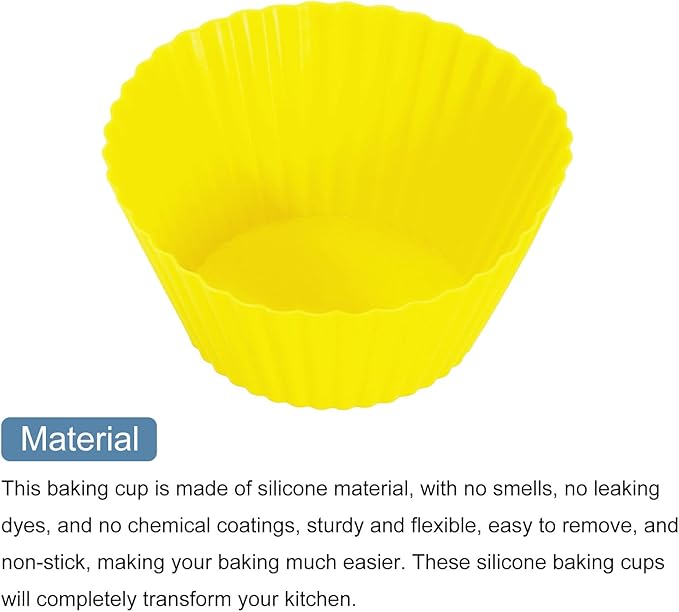 uxcell 36Pcs Silicone Cupcake Liners, Non-Stick Baking Cups, for Cooking Eggs, Baking Muffins and Make a Cake(Yellow)