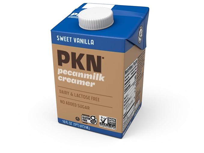 PKN Sweet Vanilla Pecan Milk Creamer, Plant-Based, Vegan, Dairy-Free, No Gums or Oils, Keto-Friendly, Barista-Approved, Shelf-Stable, 16oz Six-Pack