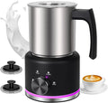 Milk Frother and Steamer, 16.9 OZ Milk Frother for Coffee, 4 in 1 Frother Separable Easy to Use and Clean, Durable Safe Silent Working for Coffee, Latte, Cappuccino Hot Chocolate, Black