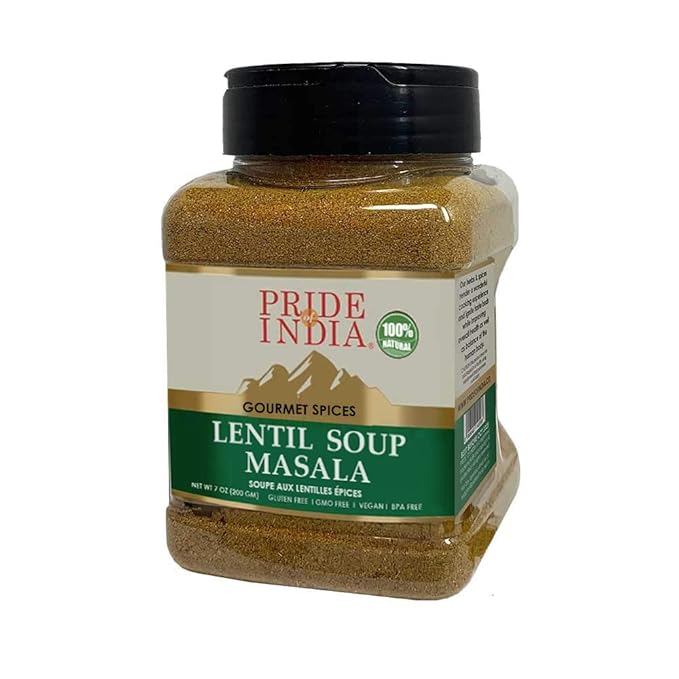 Pride of India - PACK of 6 - Lentil Soup Masala – Authentic Indian Taste- Spice Blend for Lentil Soups and Stews-Flavorful Mix-Easy to Use-7 oz. Medium Dual Sifter Jar- For Vegans & Vegetarians