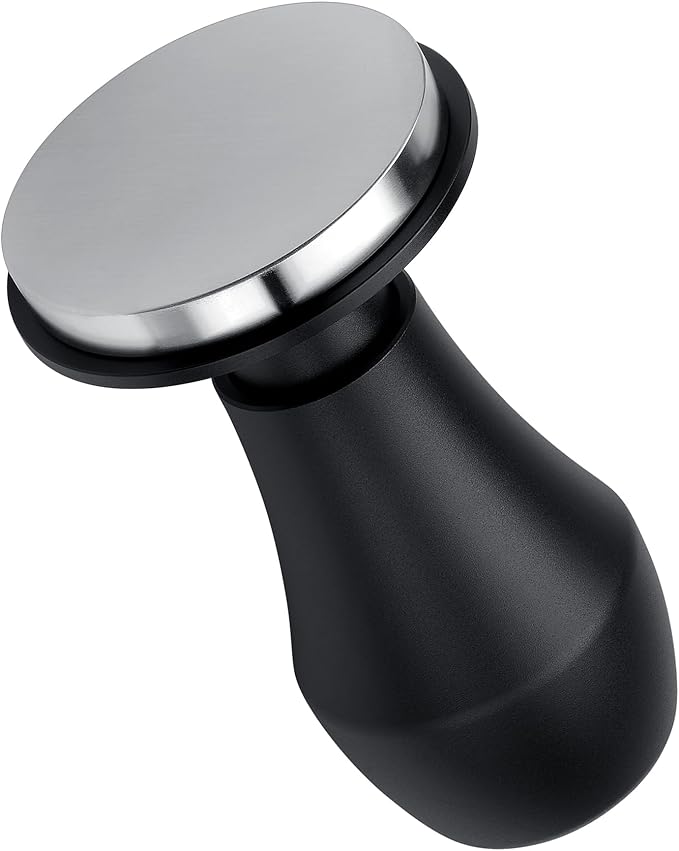 Normcore 45.5mm Coffee Tamper V4.1 with Click Sound Feedback, Spring Loaded Tamper with 304 Stainless Steel Flat Base Fits Flair Pro and Pro 2, Anodized Aluminum Handle with Silicone Stand, Black
