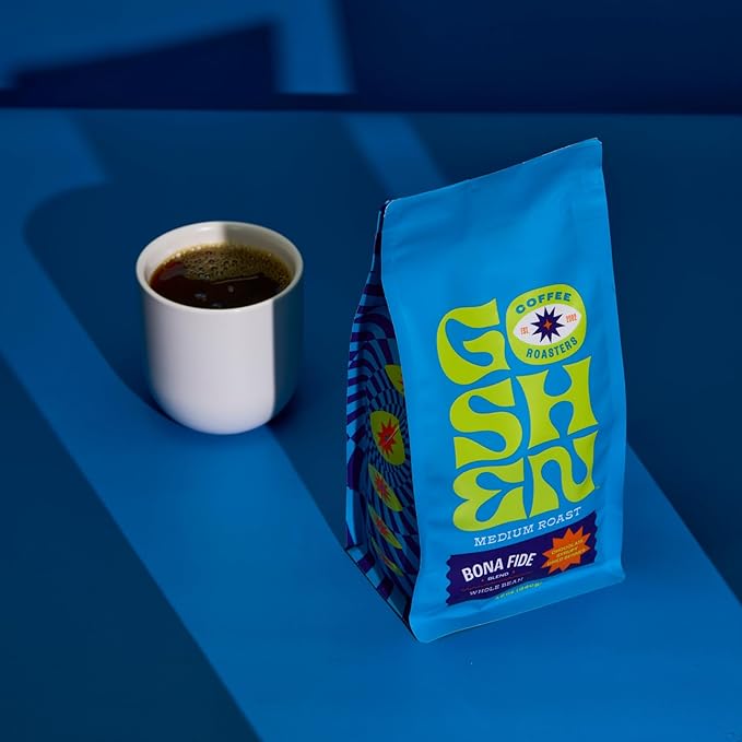 Goshen Coffee Roasters Whole Bean Bona Fide Blend | Medium Roast, Brewed or Espresso | Award-Winning, Natural and Washed | Chocolate, Syrupy, Dried Berry Flavors | 2 Lb Bag