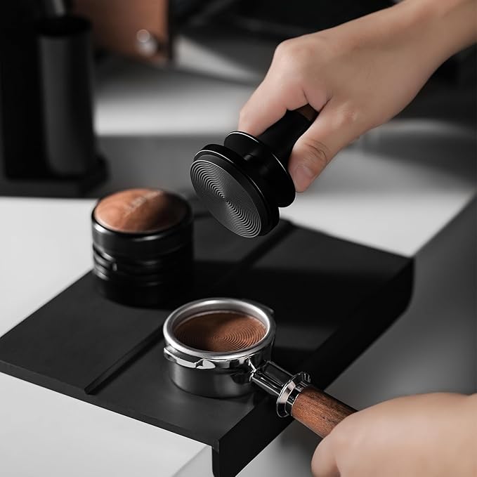 MHW-3BOMBER 51mm Espresso Coffee Tamper with Three Spring Loaded Calibrated Espresso Tamper 30lbs Espresso Hand Tamper with Sound Feedback Titanium Coating Black T6178T-OS