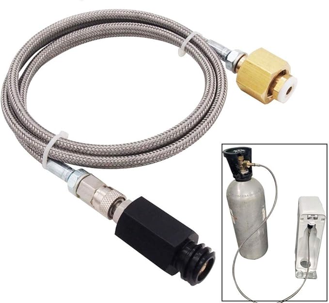 Soda Machine CO2 External Hose Stainless steel Adapter Kit with 60 inches length to CGA320 Tank