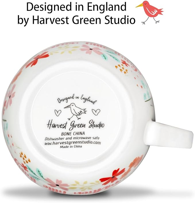 Friendship Coffee Mug, Premium 20 oz Bone China Coffee Tea Hug Mug, Perfect Birthday, Holiday, and Christmas Gift for Women and Female Friends, Designed in England by Harvest Green Studio