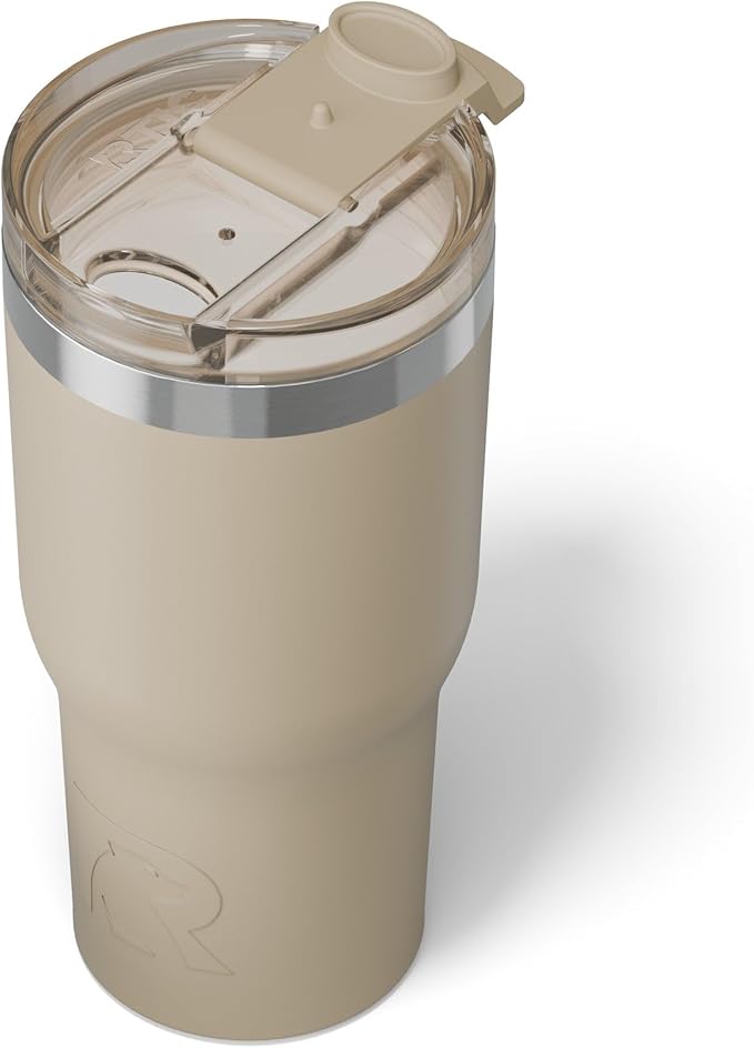 RTIC 20oz Essential Tumbler with Lid, Insulated, Stainless Steel, Metal, Double Wall Vacuum-Insulation, Ceramic Lined, Travel Cup for Iced Coffee, Tea, Hot and Cold Drink, Beach