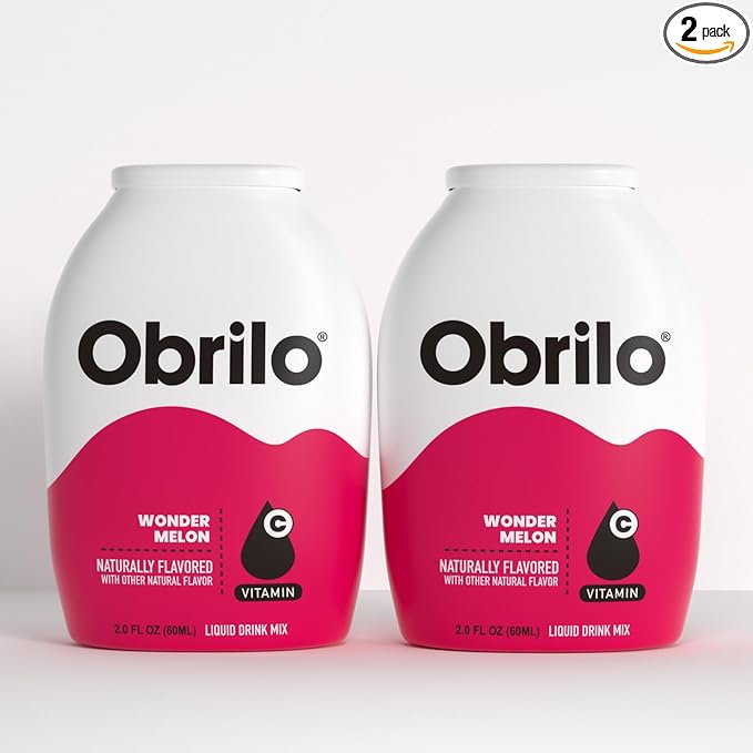 Obrilo Water Enhancer Liquid Flavoring Drops - ZERO Sugar/Calorie, Dye Free, Naturally Flavored Drink Syrup, 2.0 fl oz x 2 Bottles for Kids & Adults (Wonder Melon)
