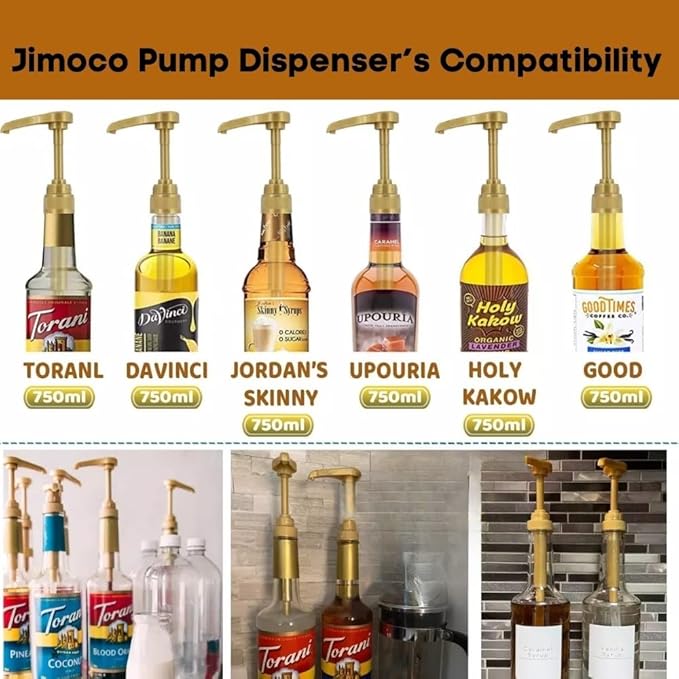 Jimoco® Syrup Pump Dispenser + Torani® Pumpkin pie Syrup, 25.4 oz - Coffee Syrup Pump & Flavoring Bundle