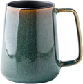 Large Ceramic Coffee Mug, 24 oz Big Tea Cup with Large Handle, Vintage Coffee Cup for Office and Home, Dishwasher and Microwave Safe, Green