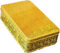 Gold Glitter Single Piece Empty Rectangular Tin Container With Lid, Multipurpose Festive Party Favor Gift Box For Cookies, Candies, Stationery & More - 7.5 x 4.25 x 2 Inches
