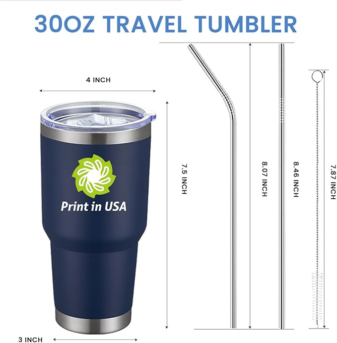 Personalized Tumbler with Pictures Text Logo,Print in USA,30oz Custom Coffee Tumbler with Lid & Straw,Double-layer Stainless Steel Custom Insulated Tumbler,Personalized Gifts As Birthday,Christmas