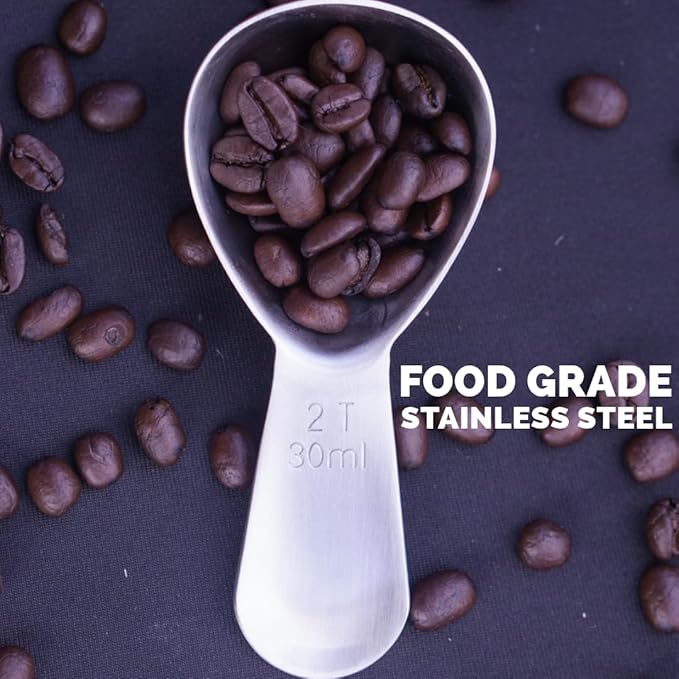 Coffee Scoop - Brushed Stainless Steel - 2 Tablespoon Capacity - Fits inside Airscape Canisters (Brushed Steel)