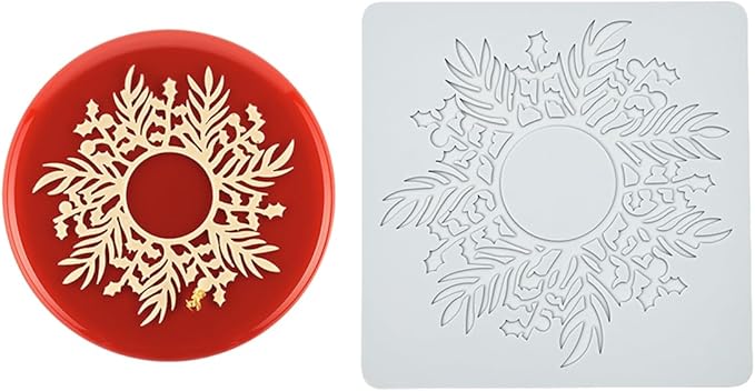 mostsom Silicone Mold 3D Hollow Out Lace Mold Lace Cake Silicone Baking Mold Wreath Design Flower and Leave Lace Mat Fondant Decorating Tool (L_ Flower Wreath)
