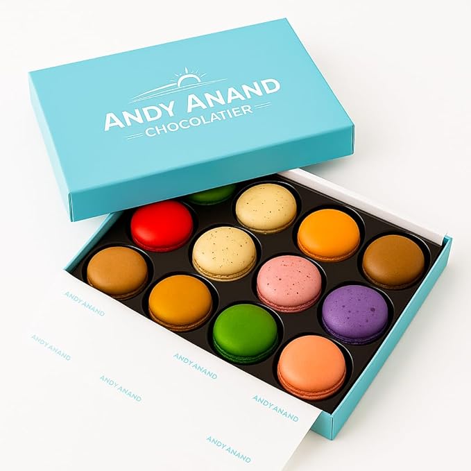 Andy Anand French Macarons Gift Box | Freshly Baked Daily with All-Natural Ingredients, Unique Flavor, No Preservatives | Exquisite Flavors, Deliciously Succulent & Divine (24 pcs)