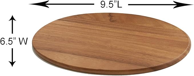 6 Acacia Wood Serving Boards with Stand, Perfect for Serving, Sushi, Cheese, Hors d'oeuvre, Charcuterie, Sandwiches by Woodard & Charles, 7 Piece Set, 9 1/2" x 6 1/2" ★★PACK OF 10★★