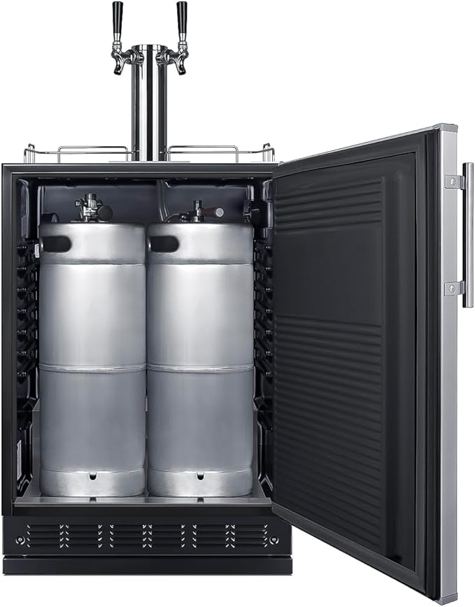 Summit Appliance 24" Wide Wine Kegerator/Refrigerator Combo, Black Interior, Caster Wheels, Residential/Commercial Use (RHD, Wine)