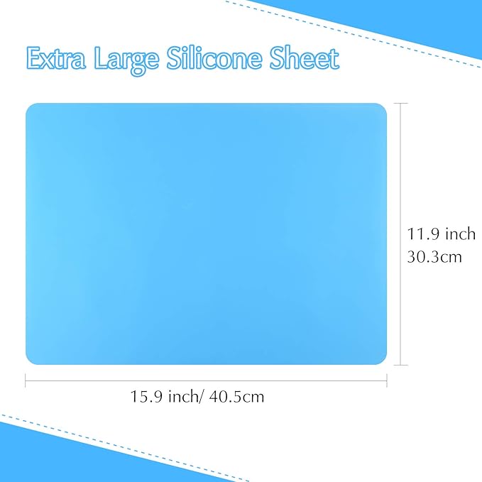 FEPITO 3PCS A3 Extra Large Silicone Sheet for Crafts Jewelry Casting Molds, Multipurpose Silicone Mat, Reusable, Heat Resistant, Food Grade Placemat
