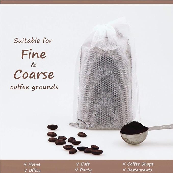 Disposable Cold Brew Coffee Filters - 100 Count Single Use Filter Sock Packs Sturdy Fine Mesh Brewing Bags for Concentrate, Iced Coffee Maker, French/Cold Press Kit, Tea in Mason Jar, 6'' x 10''