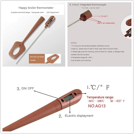 Efeng Candy Spatula with Thermometer Built in and Pot Clip – Fast Instant Read Digital Spatula Thermometer for Candy Making,Chocolate,jams,syrups with BPA Free Silicon Spatula