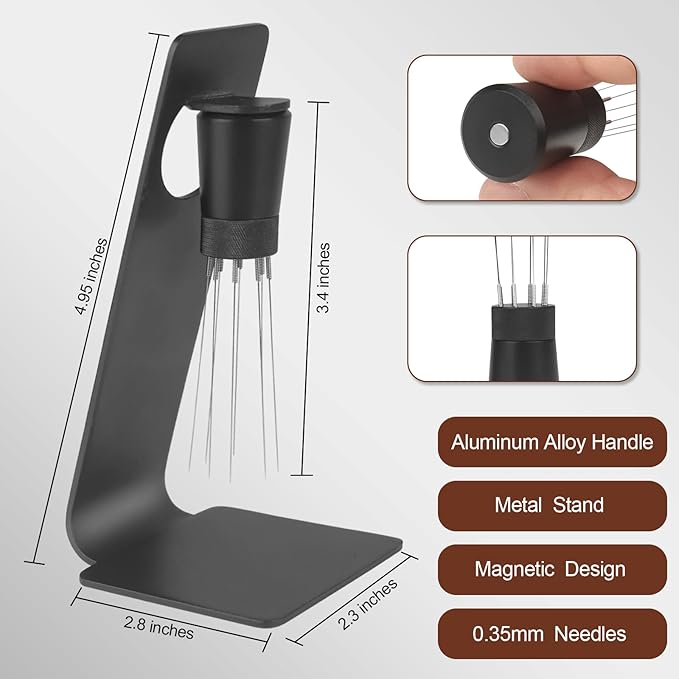53mm Espresso Tamper Set - Dual-Spring Calibrated Coffee Tamper, 8-Needle WDT Tool Espresso Distribution Tool, Magnetic Aluminum Dosing Funnel, Reusable Puck Screen, Fit for 53mm Portafilters