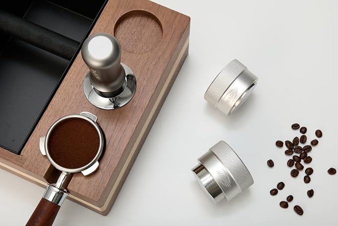 IKAPE Coffee Products, 53MM Coffee Distributor, Gravity Adaptive Espresso Distributor Fits All 54MM Espresso Portafilter, Compatible with 54MM Breville Bottomless Portafilter (Silver)