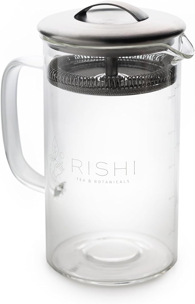 Rishi Tea Simple Brew Teapot - For 20oz Loose Tea Preparation, Built-in Strainer, Everyday Teaware, Easy to Clean, Borosilicate Glass, Enjoy Hot or Iced - 600ml
