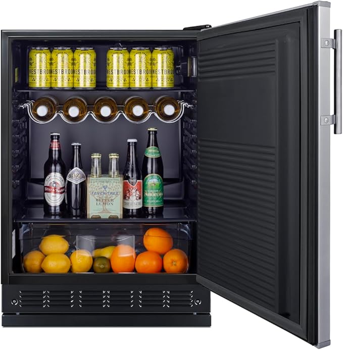 Summit Appliance 24" Wide Wine Kegerator/Refrigerator Combo, Black Interior, Caster Wheels, Residential/Commercial Use (RHD, Wine)