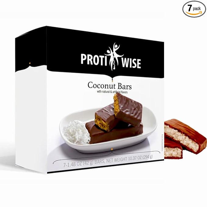 ProtiWise – Coconut High Protein 15g Bar | 7/Box | Weight Loss, Diet, Keto Friendly, Meal Replacement | Gluten Free, Low Fat, Low Sugar